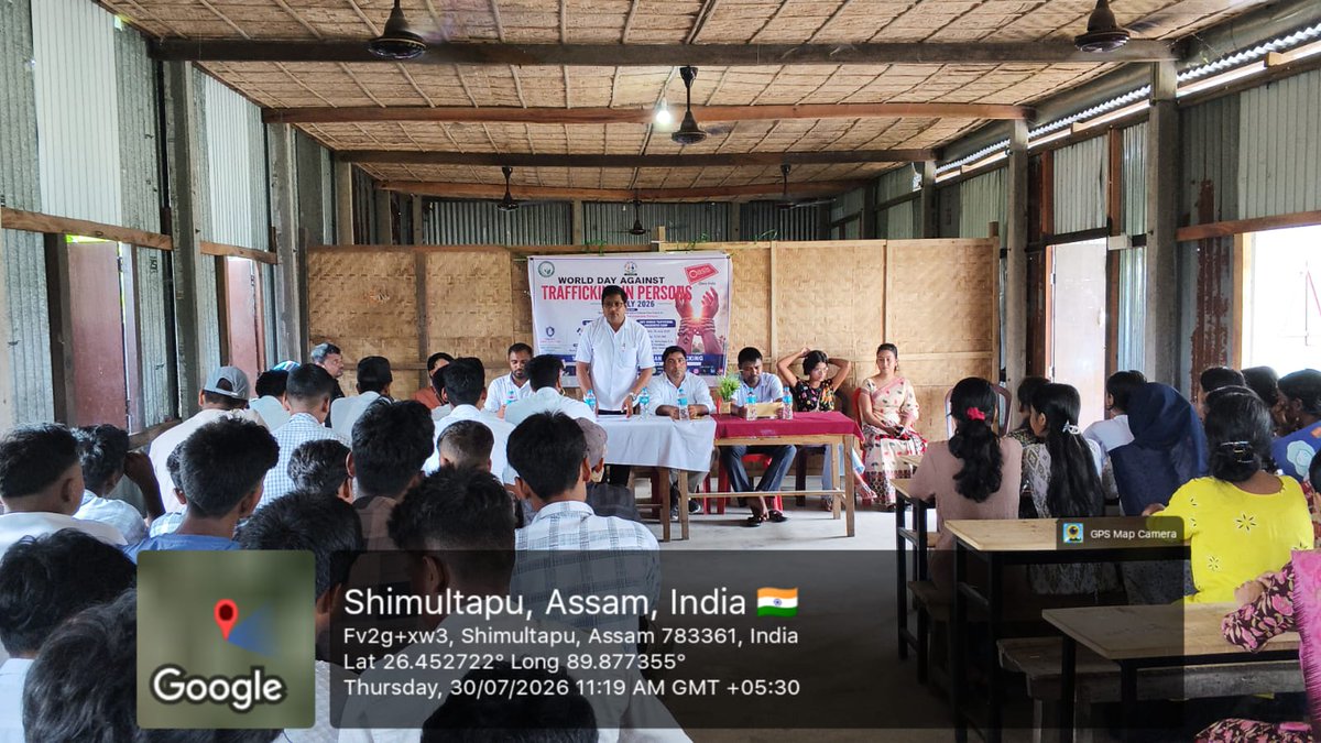 GLFIndia's tweet photo. On 30 July 2026, Green Leaf Foundation, Gossaigaon organised an Anti Human Trafficking Awareness Camp at Shimultapu S.A. Jatiya Vidyalaya, Kokrajhar, to observe the World Day against Trafficking in Persons.

Around 60 students, teachers, parents and community members participated https://t.co/zi127DlCvn