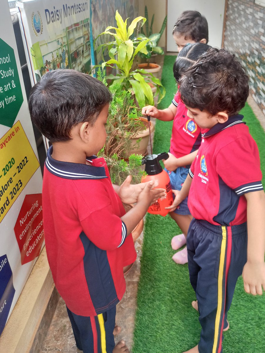 MontessoriDaisy's tweet photo. 🌱 Every small act of care shapes a child's character.
Today, our little learners watered plants—not just to help them grow, but to learn responsibility, patience &amp; respect for nature.
At Daisy Montessori, children learn through meaningful experiences.
#Montessori #EarlyChildhood https://t.co/4qAEGD5zRE