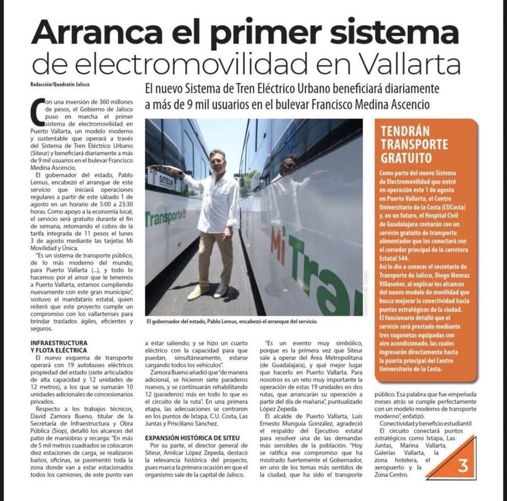 SecDiegoMonraz's tweet photo. Feliz inicio de semana con las #BuenasNoticias sobre el transporte público en Jalisco https://t.co/faCzwsN7Nv