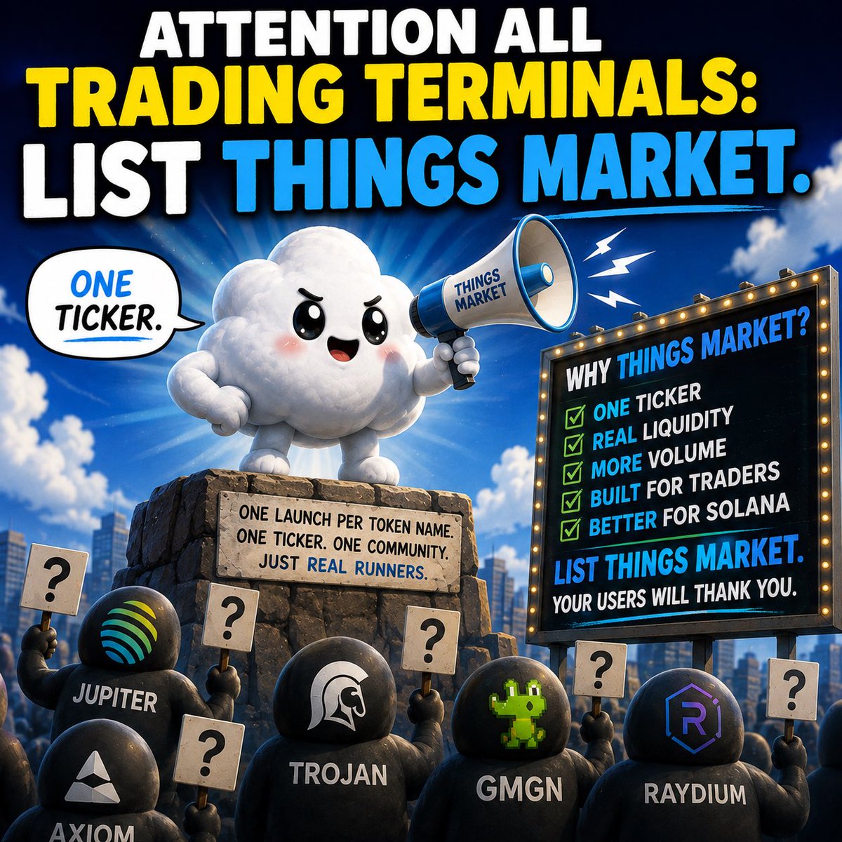 Thingy_Sol's tweet photo. Day 7 of asking trading terminals to acknowledge that $Thingy exists

@JupiterExchange 
@AxiomExchange 
@TrojanOnSolana 
@gmgnai 
@Raydium https://t.co/FFfvEKiRKD