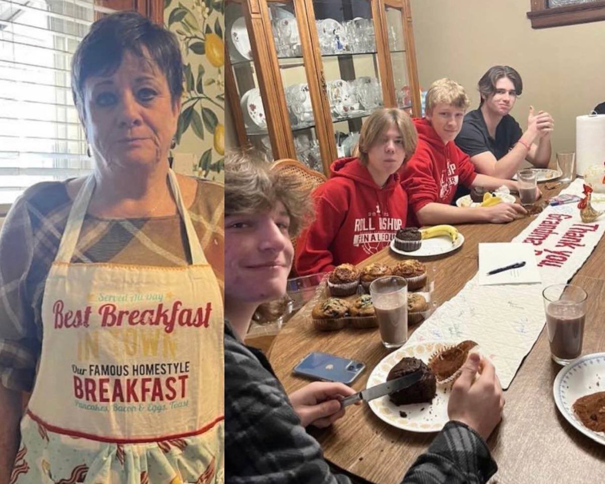 MorbidKnowledge's tweet photo. After her 15-year-old grandson was k*lled in a crash, Peggy Winckowski kept cooking breakfast every week for all of his friends. 

The tradition began in 2021, when Sam Crowe invited classmates to his grandmother's St. Louis home instead of a local diner. 

Following Sam's passing in 2022, his grieving friends returned to Peggy's house, and when school started again, she told them, "I will feed you if you come."