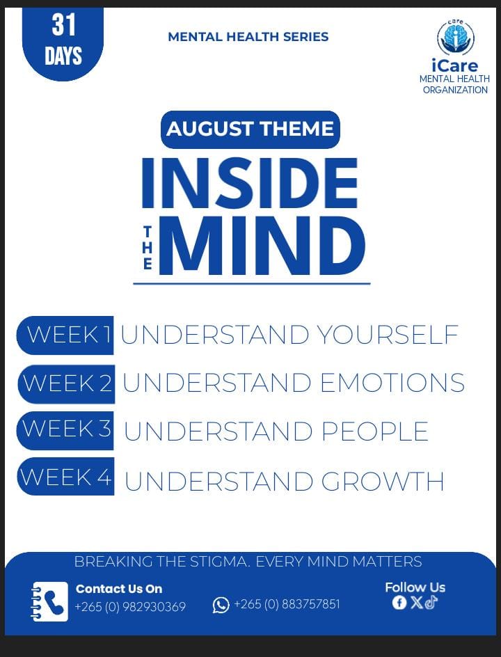 icaremhc's tweet photo. AUGUST MENTAL HEALTH SERIES: INSIDE THE MIND

Mental Health begins with the right state of mind 

This August, join our 31-Day Mental Health Series Inside the Mind. This month, we will explore the thoughts, emotions, behaviours, and experiences that shape our mental wellbeing. https://t.co/GEjfU3uWqu