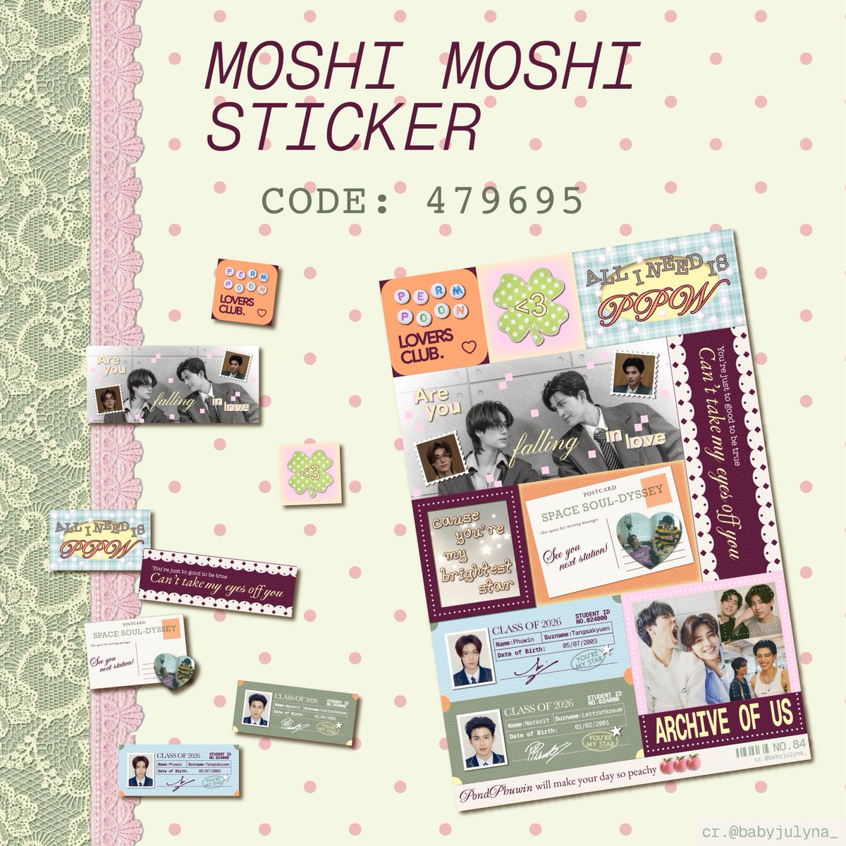 babyjulyna_'s tweet photo. 🫧 pls kindly retweet 𓆝 𓆟 𓆞
giveaway igloo polar code

CODE: 479695
Print @ moshi moshi, sticker studio

*for personal use only*
#phuwintang #ppnaravit #pondphuwin https://t.co/BNk01Z7p5t
