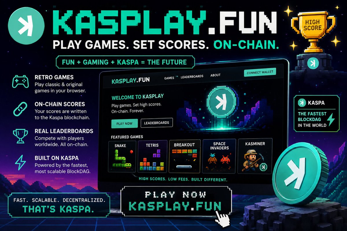 pepekaspa's tweet photo. https://t.co/sY6SMVROUY is a community-built website for the Kaspa $KAS ecosystem that showcases what can be done with Kaspa's high-speed BlockDAG by combining retro-style browser games with on-chain functionality. Rather than being a commercial gaming platform, it's primarily a technical demonstration and community project.
Try it.