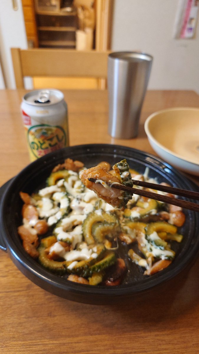nabe12021202's tweet photo. 本日のおつまみはこれだ！

ゴーヤの豆板醤炒め(レンジメイトプロ使用)
ピリ辛で食欲増進
チーズも合ってました

#レンジメイトプロ https://t.co/HDRnS55PxW