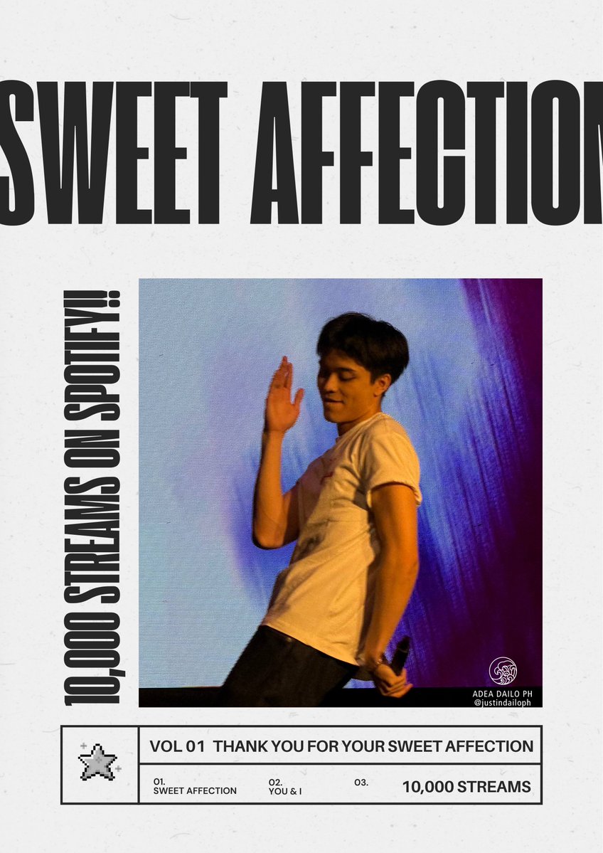 justindailoph's tweet photo. [MusicAdeUpdate] ˖ ݁♬⋆.˚𝄞

Even the smallest Sweet Affection can go a long way. Thanks to your incredible love and support, Sweet Affection has officially surpassed 10,000 streams on Spotify! 

 Here's to even more milestones together. See you soon! 💙

#AdeaDailo https://t.co/8g6DojAV4Y