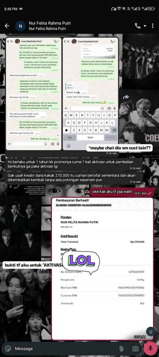 bukan_firna's tweet photo. guys pliss help mee!!!
kalian ada yg pernah di tipu sama K-Pop store/jastip gasihh???nah aku baru aja ngalamin kejadian itu dan aku rigi besar😔hampir 1jt dan lbh tepatnya 795k guys😭😭 awalnya niat mo beli LS sama album cortis malah kena tipu😭

*disini selain aku mintol sm kalian buat up ini aku juga mau ngasih tau kalian buat jgn percaya sm toko ini ya guys!!*
NOTE ; ig seller : https://t.co/7o2FuXy0LL
              wa seller : 
+62 898-7525-077