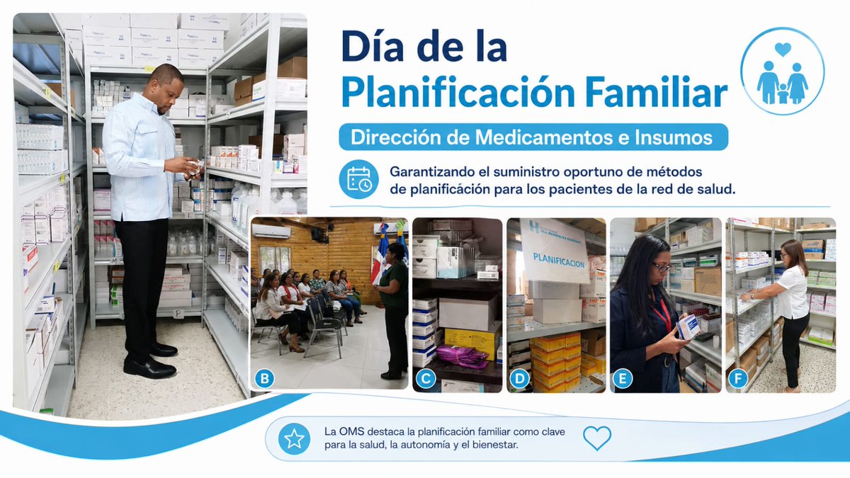 LicOmarGarciaC's tweet photo. En el Día de la Planificación Familiar, la DMI reafirma su compromiso de verificar el suministro oportuno de métodos anticonceptivos e insumos de salud reproductiva para que lleguen a los pacientes de la red pública.

Planificar es salud, autonomía y bienestar.

#SNS #DMI https://t.co/Lv4IuAA1gx