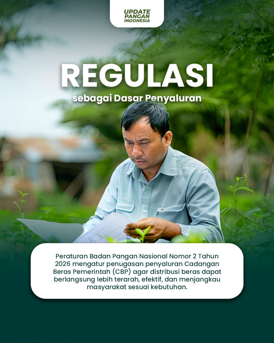 BULOG_Mkw's tweet photo. Distribusi yang tepat menjadi kunci agar beras dapat menjangkau masyarakat secara cepat, merata, dan sesuai sasaran. Melalui berbagai saluran penyaluran serta regulasi yang jelas, pemerintah terus memperkuat distribusi Cadangan Beras Pemerintah (CBP) untuk menjaga ketersediaan pangan di seluruh Indonesia.

Yuk, swipe untuk mengetahui berbagai jalur penyaluran beras serta regulasi yang menjadi dasar pelaksanaannya. Semoga informasi ini menambah wawasan Sahabat tentang upaya menjaga ketahanan pangan nasional. 🌾🇮🇩

#UpdatePanganIndonesia #PenyaluranBeras #CadanganBerasPemerintah