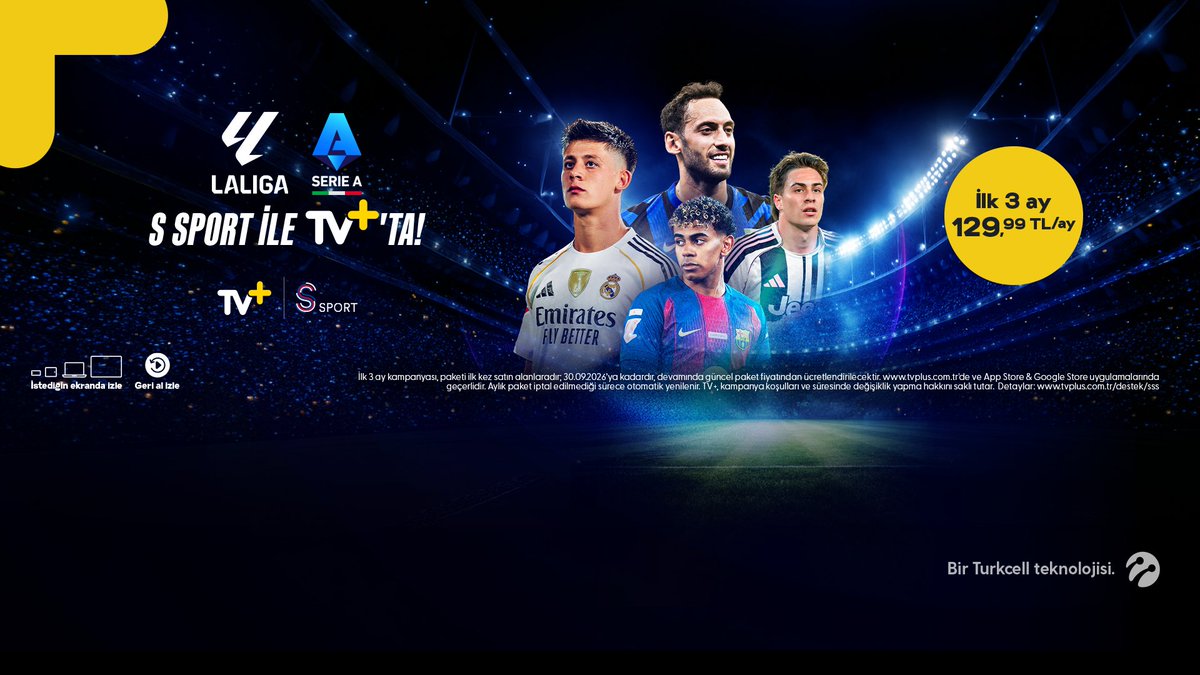 tvplussanayeter's tweet photo. La Liga ve Serie A maçları, yeni sezonda S Sport ile TV+’ta! Kaydet, 7 güne kadar geri al; istediğin ekranda izle!