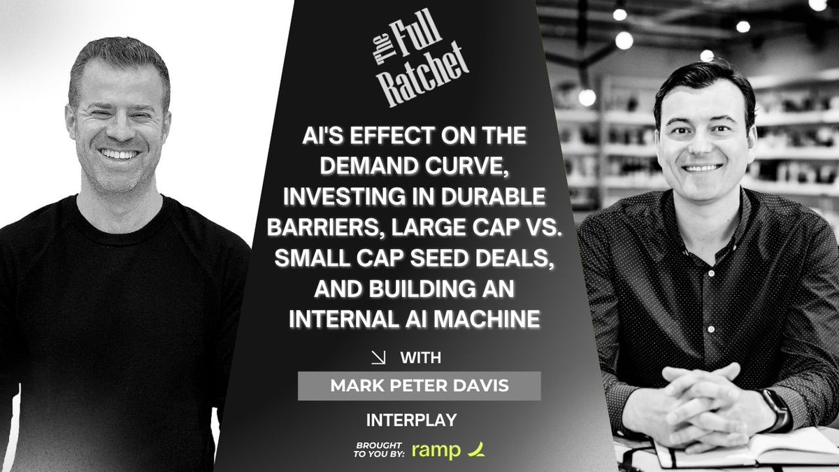 TFR_Pod's tweet photo. AI isn't killing software. It's killing companies without barriers.

In episode 514, @mpd explains why AI is expanding demand, how @interplay built an internal AI system that boosted productivity by 50%, and why venture investors need a new playbook for finding winners. https://t.co/QtYFDlBCkg