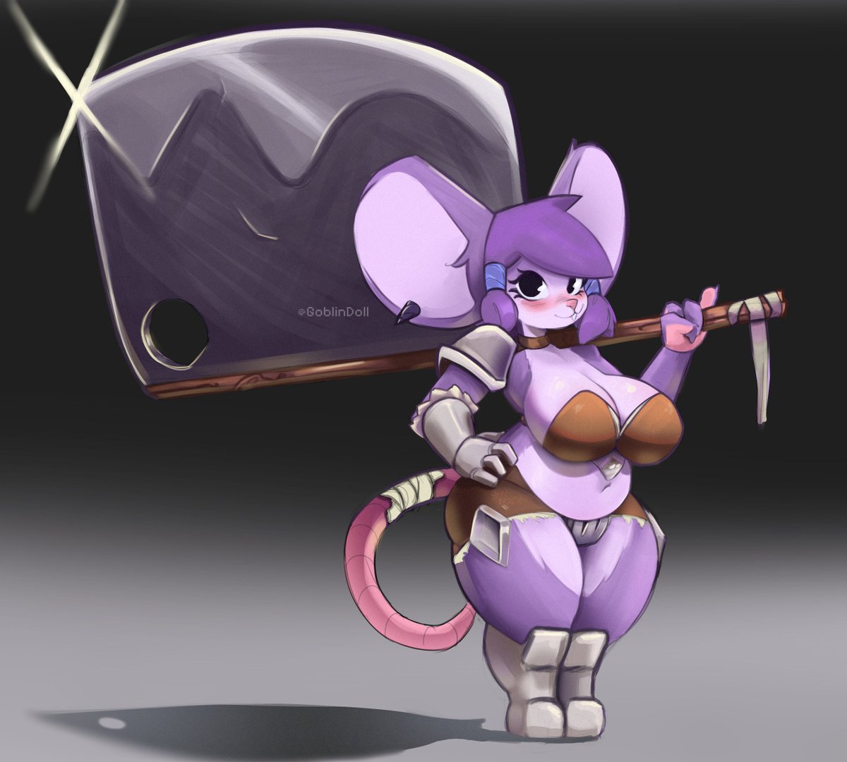 Goblin_Doll's tweet photo. More rat! 🐀 Got really hyped with the #Atlyss news! (I mixed some armor and idk, made a giant cleaver lol) https://t.co/O55UZpMeBz