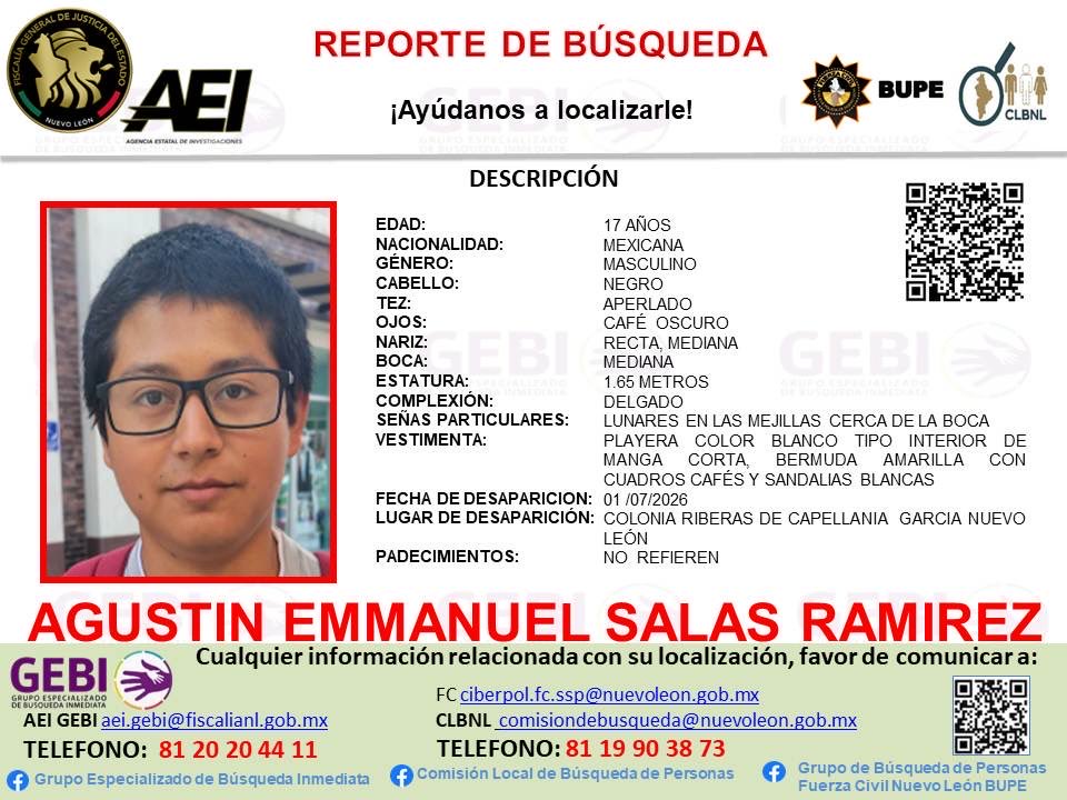 ___telxinoe's tweet photo. @JJDiazMachuca @Claudiashein En García, Nuevo León, también desapareció un estudiante de 17 años, a dos cuadras de su casa. Es desgarrador lo que está pasando 😢 https://t.co/84WeIa26Ev