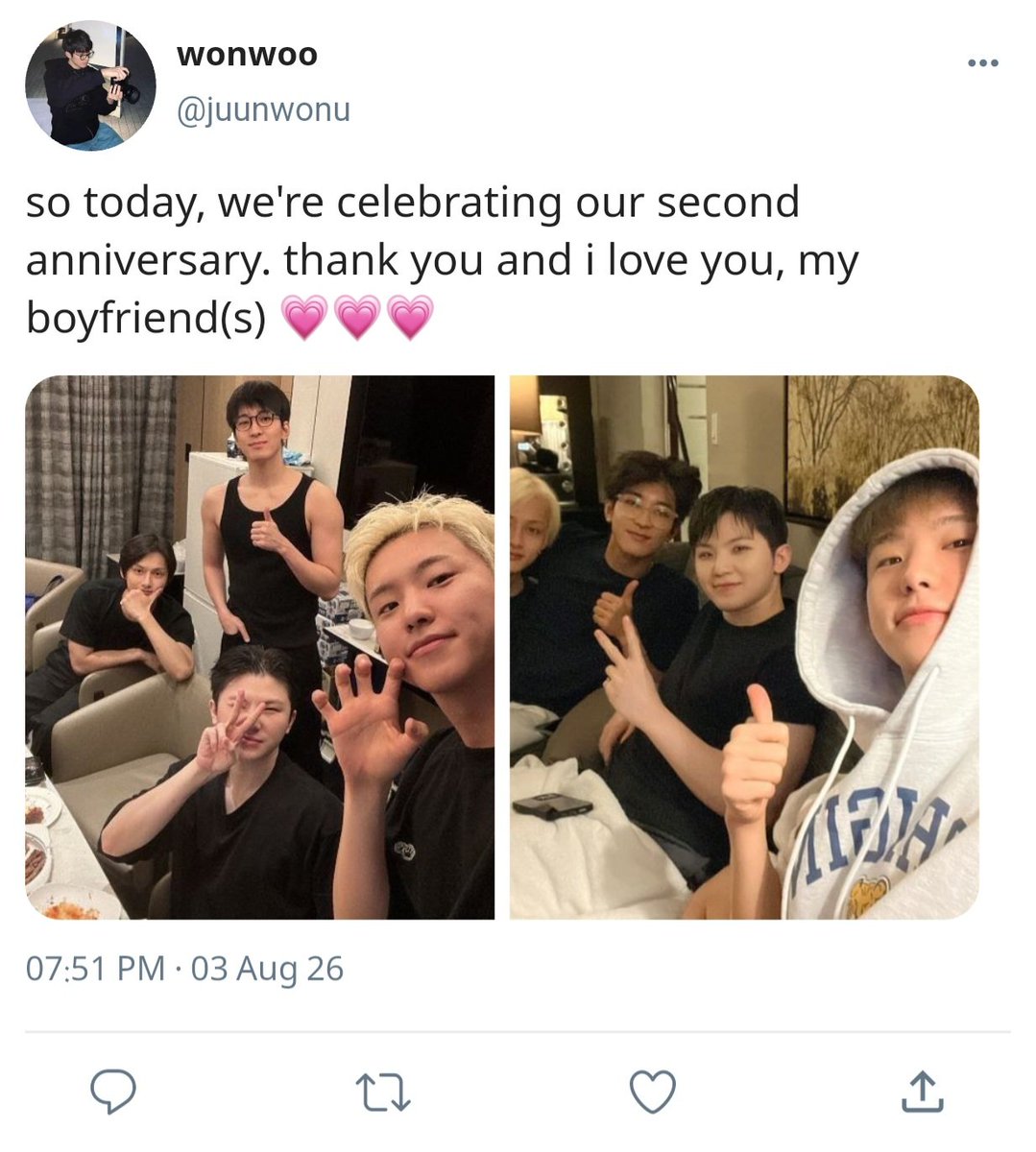 avowriteen's tweet photo. #wonhui #soonhoon #hoonhui #soonwoo
— 496, pacaran berempat
edisi anniversary && cerita awal mula https://t.co/LPFXCTfyFU