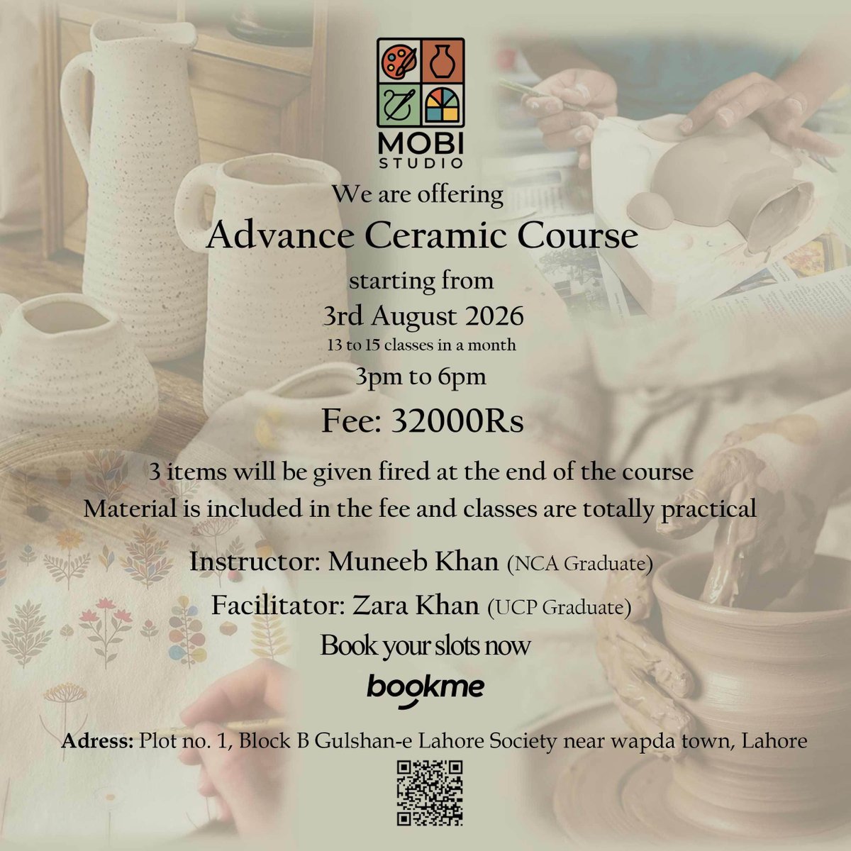 bookmepk's tweet photo. Get hands-on with clay and turn your creativity into beautiful ceramics. 🤍✨
Book your slot today on Bookme.
#CeramicCourse #PotteryWorkshop #Lahore #Bookme #creativelearning https://t.co/zQSvxFSUOr