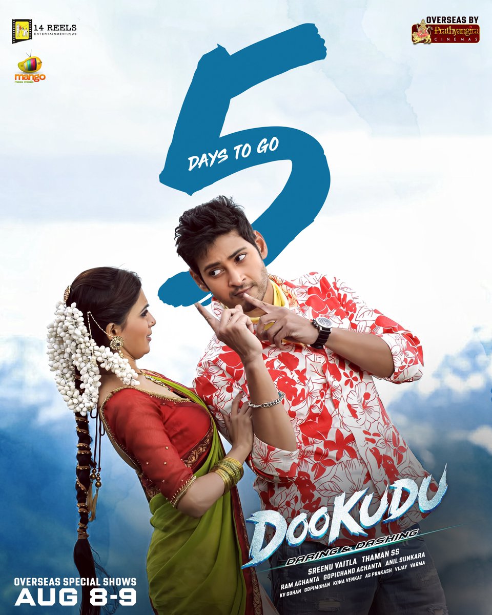 PrathyangiraUS's tweet photo. Chagas x Khallas = Peak SSMB 😎🤙

Just In 5 DAYS 🕺💃

#Dookudu4K OVERSEAS SPECIAL SHOWS On August 08-09 ❤️‍🔥

Overseas By @PrathyangiraUS

Superstar @urstrulyMahesh @Samanthaprabhu2 @SreenuVaitla @MusicThaman @14reelsofficial @14ReelsPlus @MangoMassMedia @Dookudu4KMovie https://t.co/BmjM2mu3Vt
