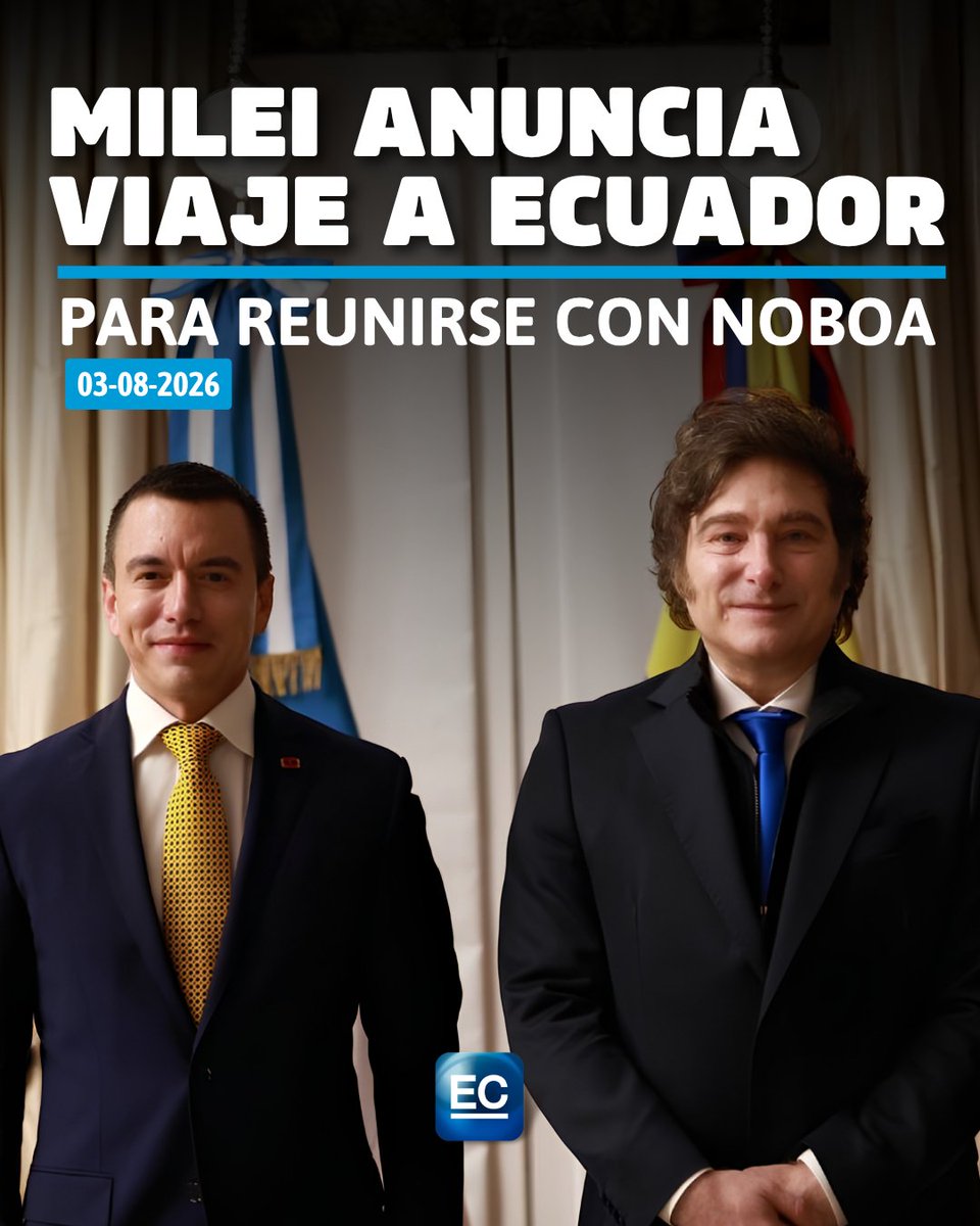 elcomerciocom's tweet photo. ⟫ https://t.co/waZbh3wGqT | 🇦🇷 Argentina anunció las actividades que cumplirá Javier Milei en Ecuador https://t.co/VNYhbRlY3p
