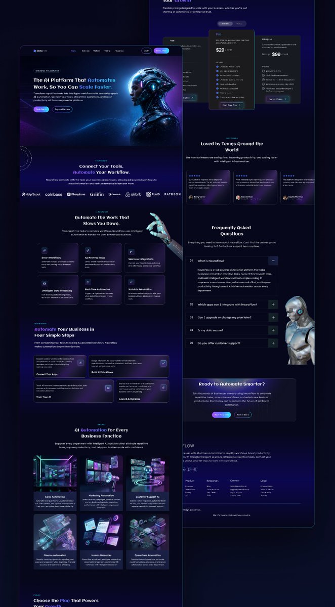 tifevbZ's tweet photo. Happy new month! 🎉
Starting the month by sharing a UI/UX project I've been working onNeuraFlow, a premium AI SaaS landing page concept.
Had a lot of fun exploring visual hierarchy, dark UI, and designing for conversion.
View full project: https://t.co/S5ISZmcqY6 https://t.co/W0pcxrJPZF