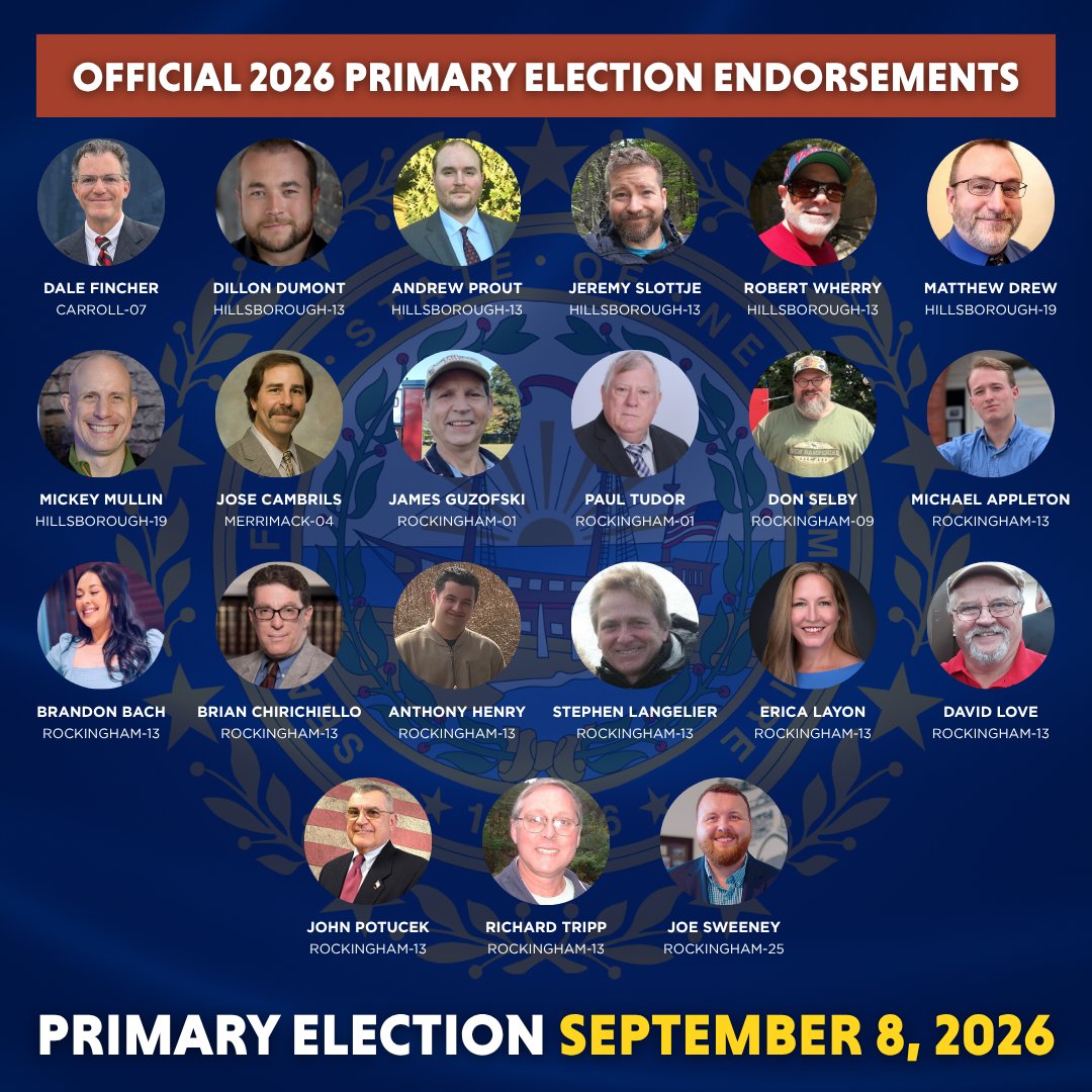 CANewHampshire's tweet photo. The movement for liberty is growing stronger across New Hampshire.

Every election brings a choice between bigger government and the freedoms that have made our state exceptional.

That is why Citizens Alliance of New Hampshire is proud to announce our second round of primary election endorsements!

These 21 candidates have signed The Pledge, making a public commitment to defend the values that matter most.

They are making a promise to you to protect individual liberty, limited government, parental rights, self-defense, election integrity, and the constitutional principles that have made New Hampshire the home of the Live Free or Die spirit.