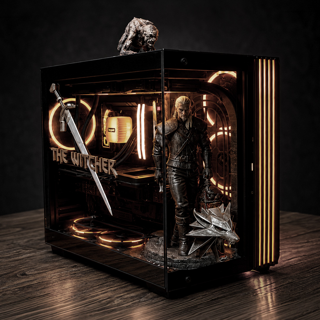 bequietofficial's tweet photo. Wind’s howling… ⚔️⬛
A stunning Witcher-inspired build by Design Something, featuring Light Base 900 FX and Light Loop in black, brought to life with warm orange ARGB accents, custom side panel artwork, and Geralt watching over it all.
#bequiet #LightBase900FX #LightLoop https://t.co/QSVqSuA962