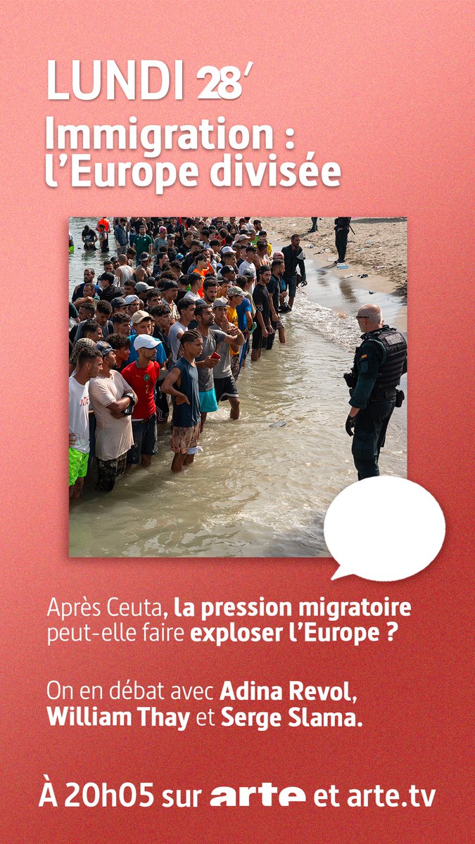 28minutes's tweet photo. 🔍 Après Ceuta, la pression migratoire peut-elle faire exploser l’Europe ?

👉@AdinaRevol, ancienne porte-parole de la Commission européenne en France
👉@ThayWilliam, politologue
👉Serge Slama, professeur de droit public

🔗 https://t.co/beigYs1xg5 https://t.co/sPwn4cWNZA