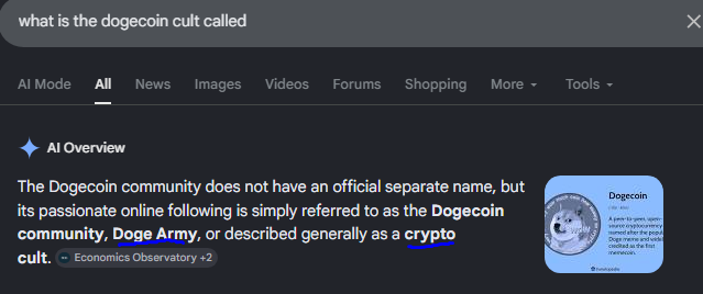 Alexandria38698's tweet photo. Doge Army "Crypto Cult" https://t.co/zVbWtYeeaV