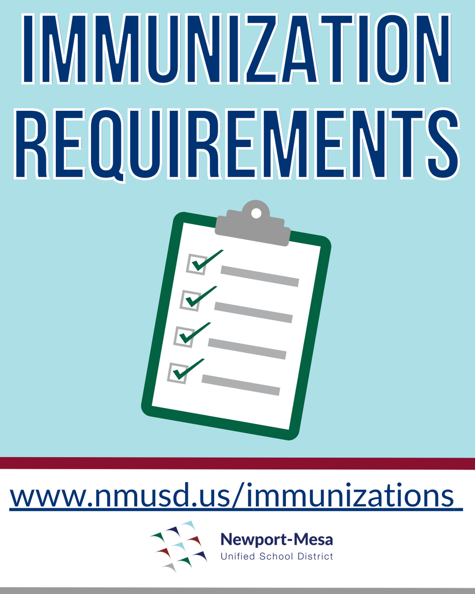 nmusd's tweet photo. 🎒 Back to School Reminder Student Immunization Requirements 🎒

Make sure your student is ready for the new school year. Immunizations are required for school attendance. Visit https://t.co/77Um7qSm8Z for details. https://t.co/ca9fnnf7lk