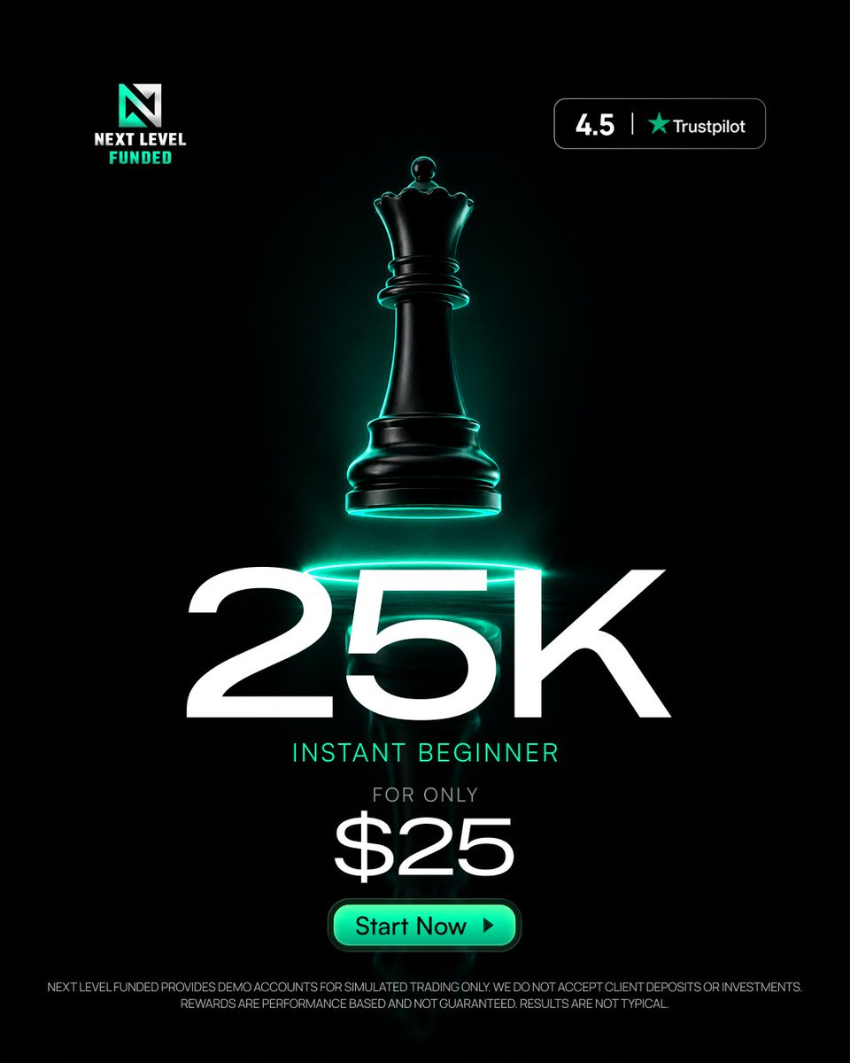 NextLvlFunded's tweet photo. New to trading? Start with $25K for $25. 

The NLF Instant Beginner account is built for traders just getting started.

👉 https://t.co/JETqgZ6Zpx https://t.co/iAzy94oHm4