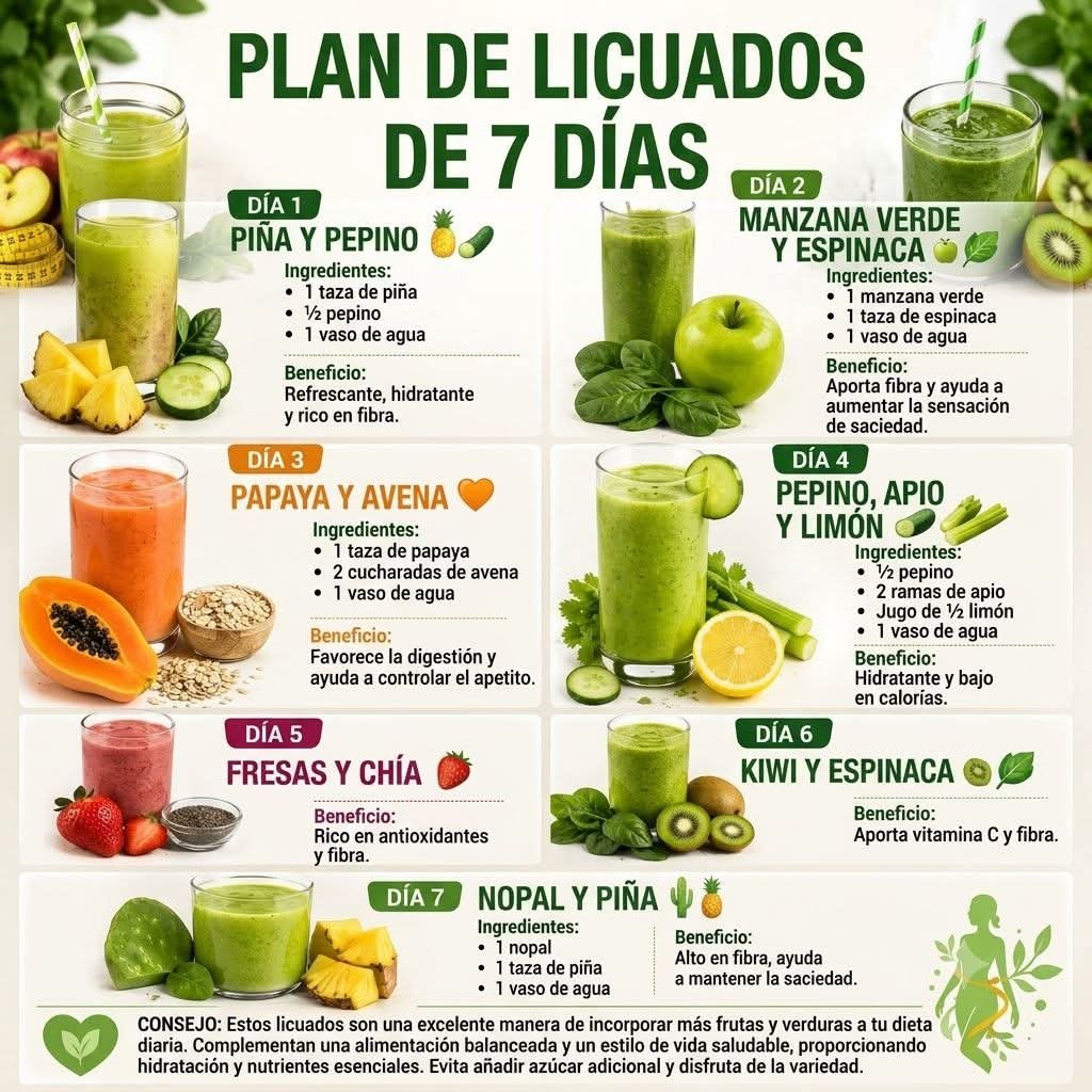 NutriologoGiron's tweet photo. Plan de licuados para la semana https://t.co/BG50ML0EBZ