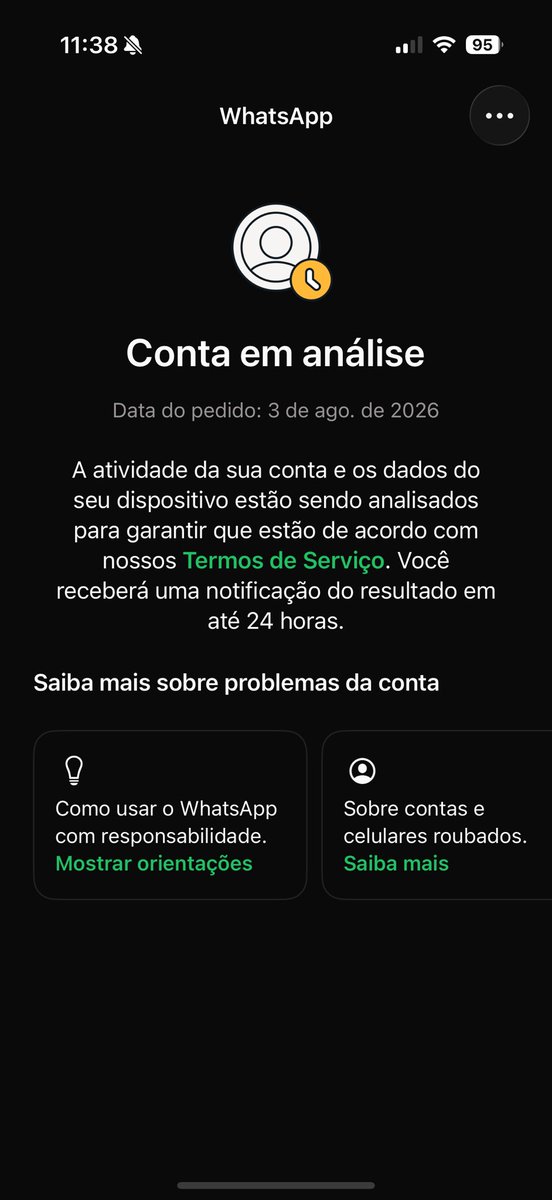 TACOCS's tweet photo. Alguém mais foi banido do whatsapp agora do nada? Kkkk https://t.co/BLliSo1kha