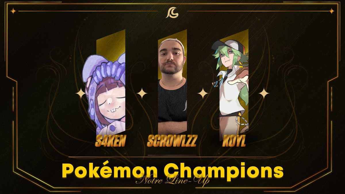 GoldenSnitchOff's tweet photo. 💫Pokémon Champions💫

Golden Snitch se retrouve officiellement sur Pokémon Champions avec 3 très beaux joueurs aux styles et compos différentes !
Bienvenue à Scrowlzz, S4ken et KoYL ! https://t.co/u4nittaKgC