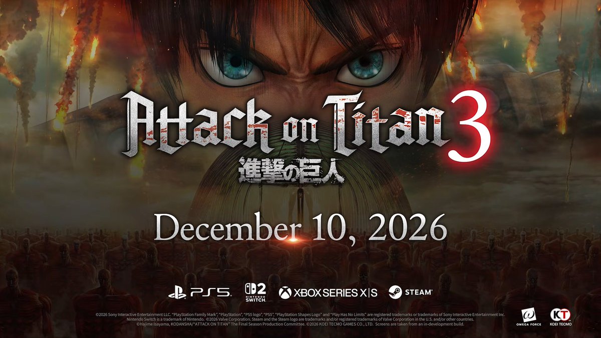 Wario64's tweet photo. Attack on Titan 3 releases on Dec 10 https://t.co/IyV9IaPCdV https://t.co/zdDRZnV80r