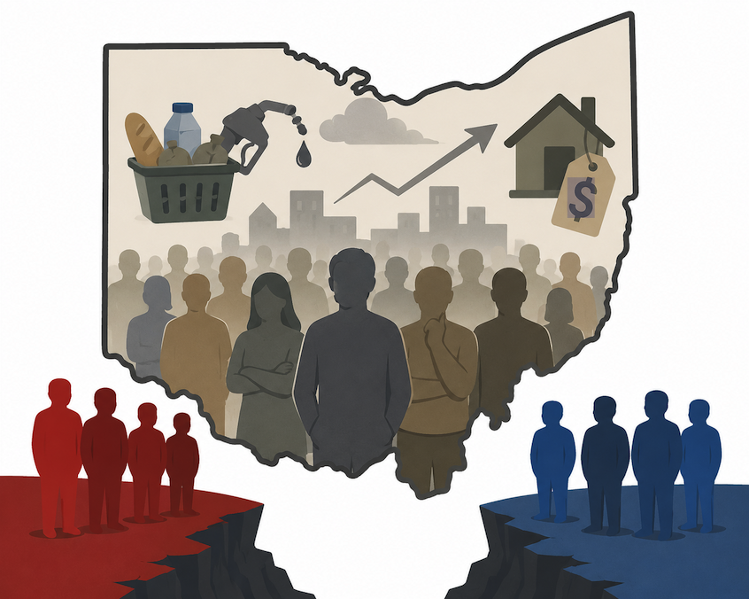 LPOhio's tweet photo. Ohio is not politically divided into two enthusiastic camps. Committed red team have largely chosen their candidate. Committed blue team have largely chosen their candidate. 
Party leaders and political consultants treat everyone else as though they naturally belong to one of those candidates.

They do not.

Read more, link in replies.