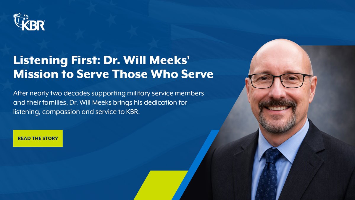 KBRincorporated's tweet photo. With nearly 20 years of experience as a behavioral health executive and licensed clinician, Dr. Will Meeks has supported military service members and their families through deployments, relocations and life's toughest moments. Guided by a simple belief that listening can change lives, he's bringing that same commitment to KBR.

Read how his mission to serve those who serve continues today » https://t.co/fOGfPPekmy

#KBR #KBRcareers #MFLC #WeCare