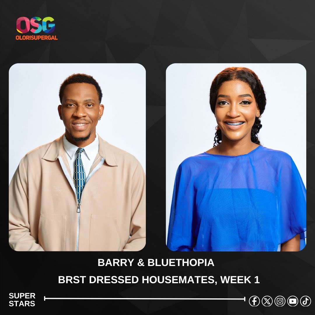 OloriSupergal's tweet photo. BBNaija S11: Bluethopia and Barry Steal the Spotlight as Week’s Fashionable Housemates

This week, fashion was the major feature of Big Brother Naija Season 11: Show “Show Ya Sef. As a result of the various fashionable looks they have shown from Thursday activities up to the Sunday live evictions show, Bluethopia @blue_thopia and Barry @Barry_yornwin emerged as the most fashionable contestants of this week.

Although many contestants showed remarkable fashion choices throughout the week, Bluethopia and Barry stood out due to the consistency and elegance of their outfits.

Bluethopia impressed everyone with her elegant style. Her various well-coordinated outfits made her stand out as one of the best-dressed females of the show so far. Similarly, Mr Barry amazed many people with his impressive traditional outfits. In particular, his look on Thursday, where he was seen wearing a beautifully styled native suit coupled with beads and a hat, received praise from viewers because of how stylish it was.

During Saturday’s party, they continued to show their impressive fashion choices by appearing in outfits that matched the mood of the day.

On the same note, Bluethopia and Barry did not disappoint even on the Sunday live eviction show. They wore elegant outfits that proved many viewers’ impression that they are the fashion stars of the week.

Read more stories on https://t.co/auz6ouL8AN

#OloriSuperGal #OSGMedia