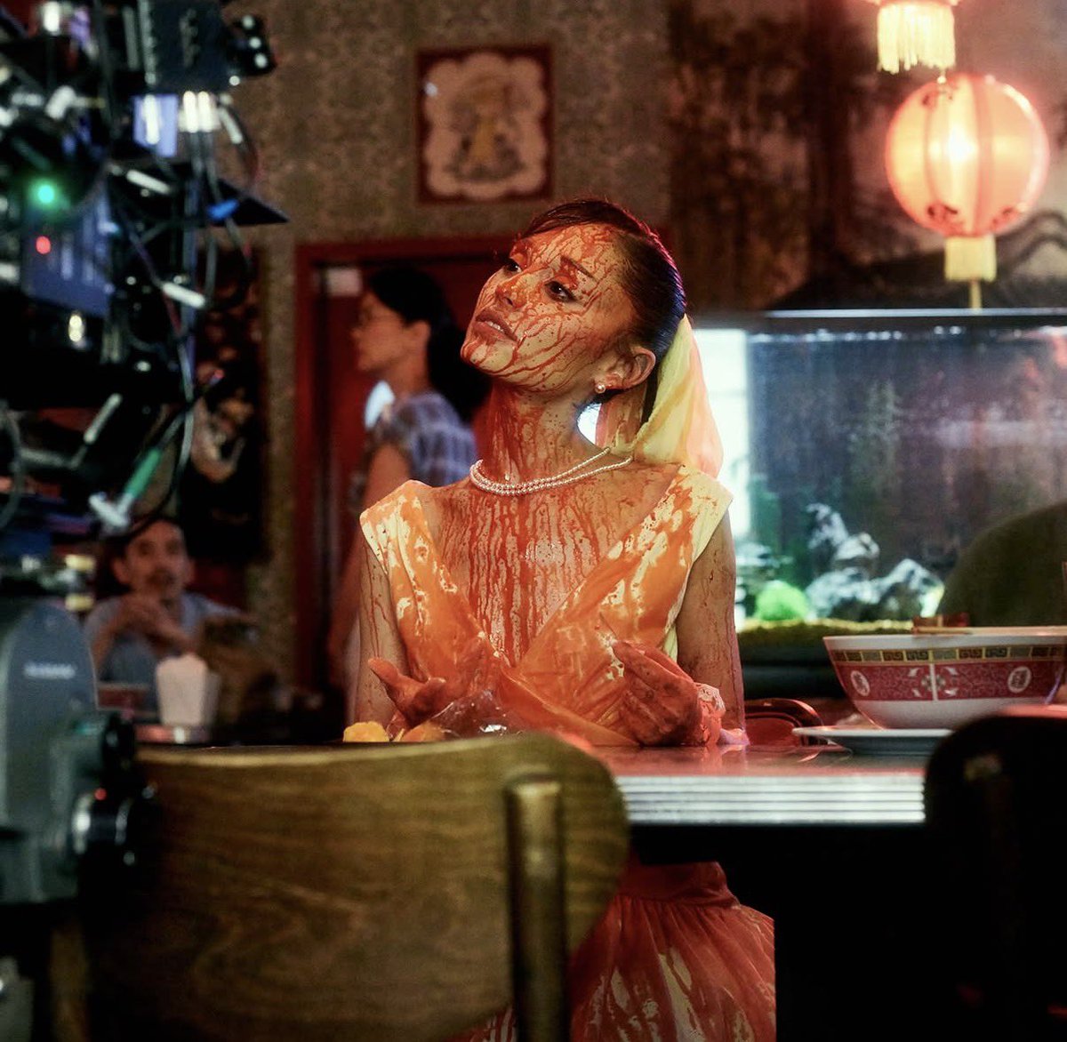 TeamArianaHQ's tweet photo. Ariana Grande behind the scenes of the ‘petal’ music video ♡ https://t.co/wGnb1bEPl5