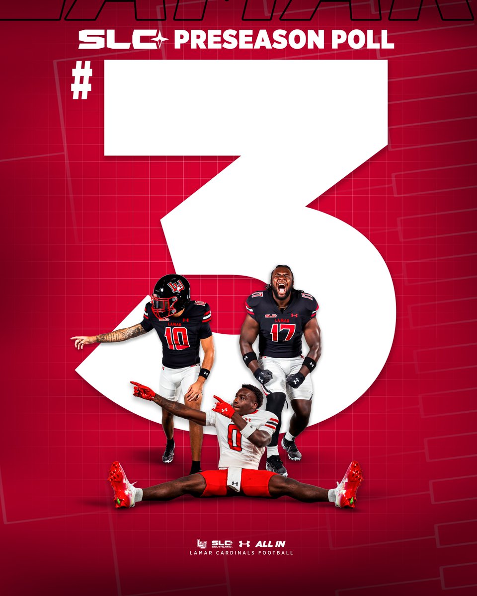 LamarFootball's tweet photo. Cardinals Picked 3rd in Southland Poll; 20th in STATS Perform Preseason Top 25 Poll #PeckEmCards

Story: https://t.co/9sb5aq6a5Q https://t.co/MDAkC3VYGe
