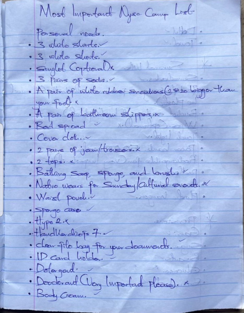ST_E_A_DY's tweet photo. Most important NYSC camp list. https://t.co/KufI4snv2p