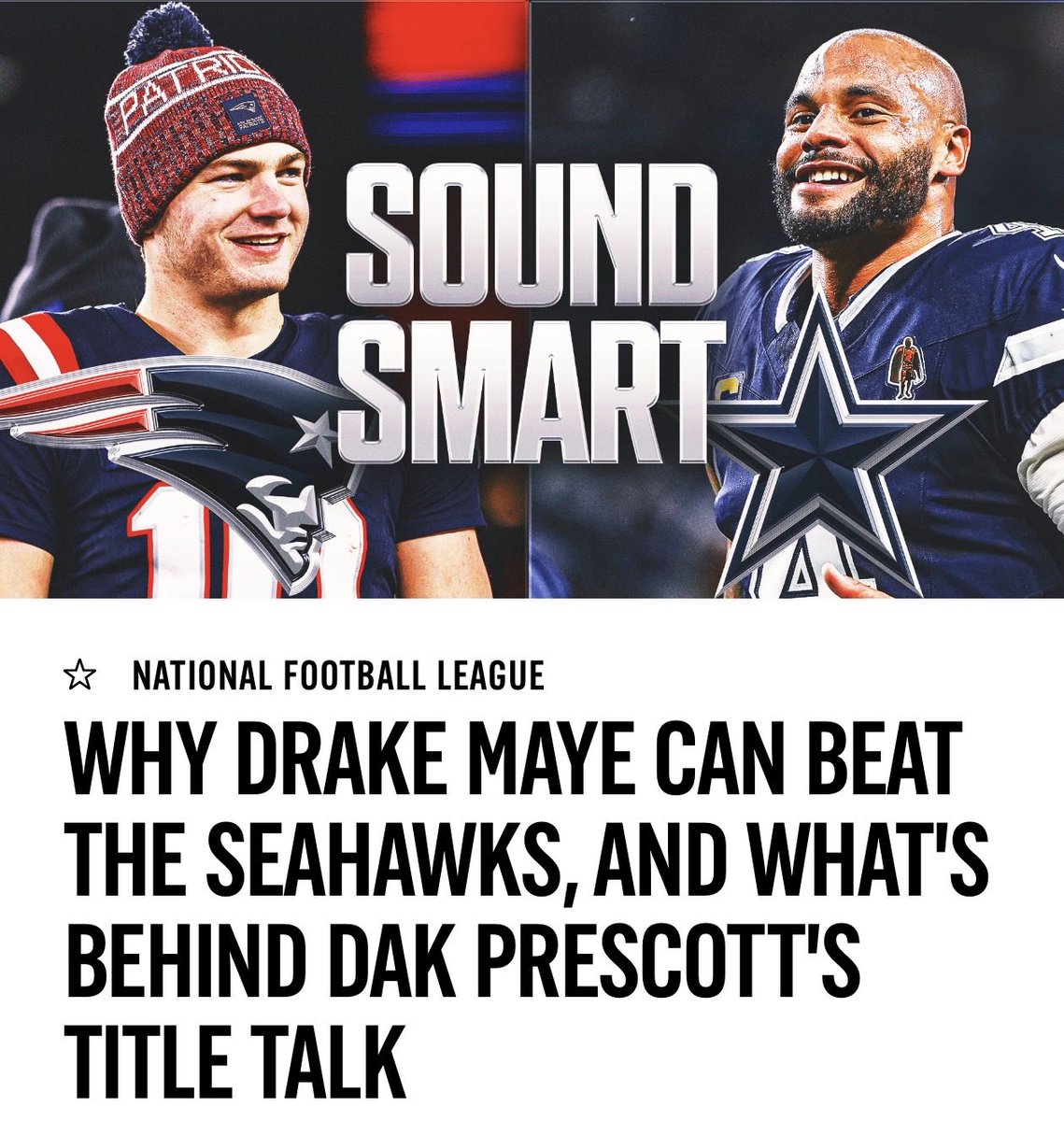 henrycmckenna's tweet photo. 🤯 Sound Smart 🤯

1️⃣ These aren’t the same Patriots from last year’s Super Bowl. The Seahawks should be worried.
3️⃣ Dak Prescott talking openly about Super Bowl ambitions.
4️⃣ A new-and-exciting burning question about the Chiefs.

🔗⬇️ For @NFLonFOX ⬇️🔗

https://t.co/L1XuUQ38RK https://t.co/x7QmsFeVsK