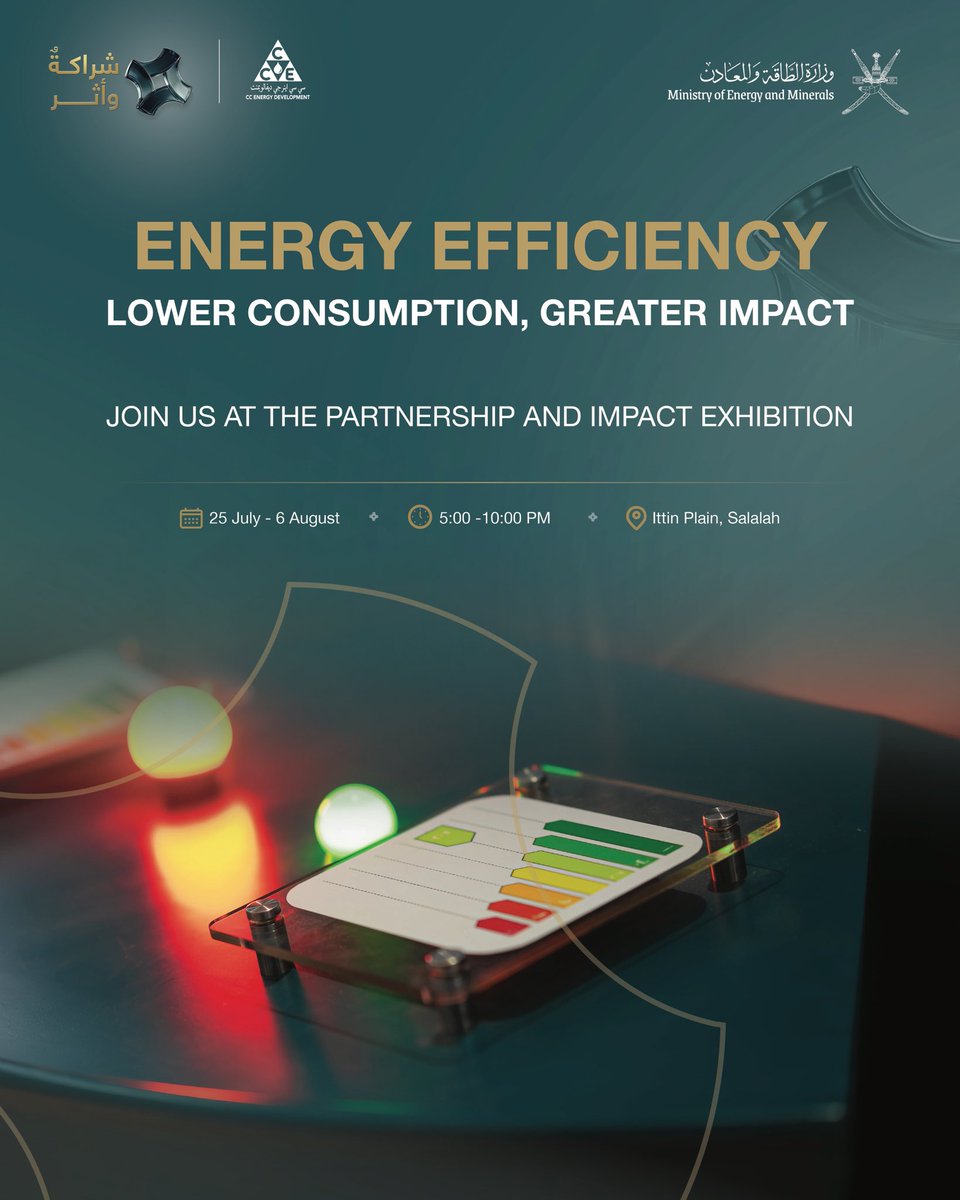 CCED_Oman's tweet photo. Energy Efficiency Label helps choose appliances that use less electricity.
Green: Highest efficiency, lowest consumption.
Red: Lowest efficiency, highest consumption.
Learn more at the Partnership and Impact Exhibition.
25 July to 6 August
Ittin Plain, Salalah
#PartnershipImpact https://t.co/0FQtKGWmvF