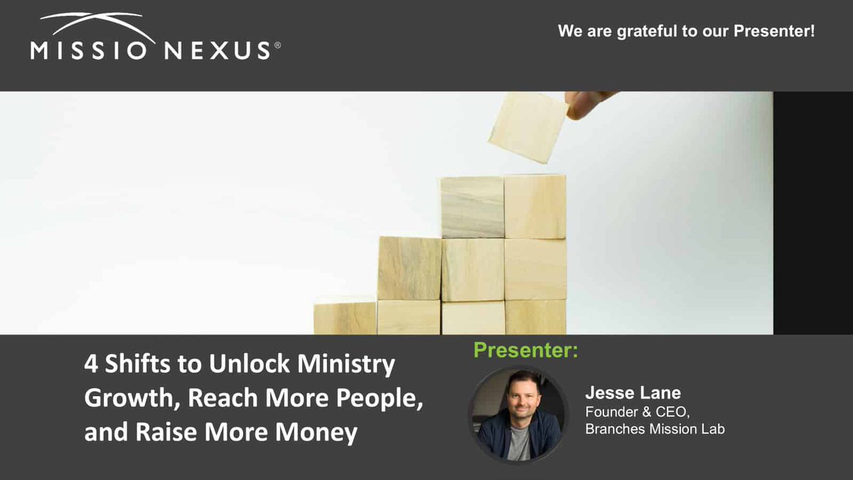 MissioNexus's tweet photo. Webinar: 4 Shifts to Unlock Ministry Growth, Reach More People, and Raise More Money – https://t.co/UJfaV8kSfv https://t.co/1sJ8RqmaMw