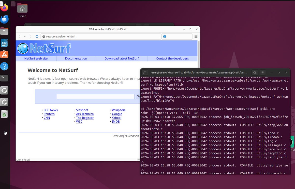 LocalLightAI's tweet photo. Can Qwen 3.6 35B download and compile a full NetSurf-GTK3 browser via LocalLightChat MCP on it's own on a different PC? It can! https://t.co/EIX1VhbZjQ