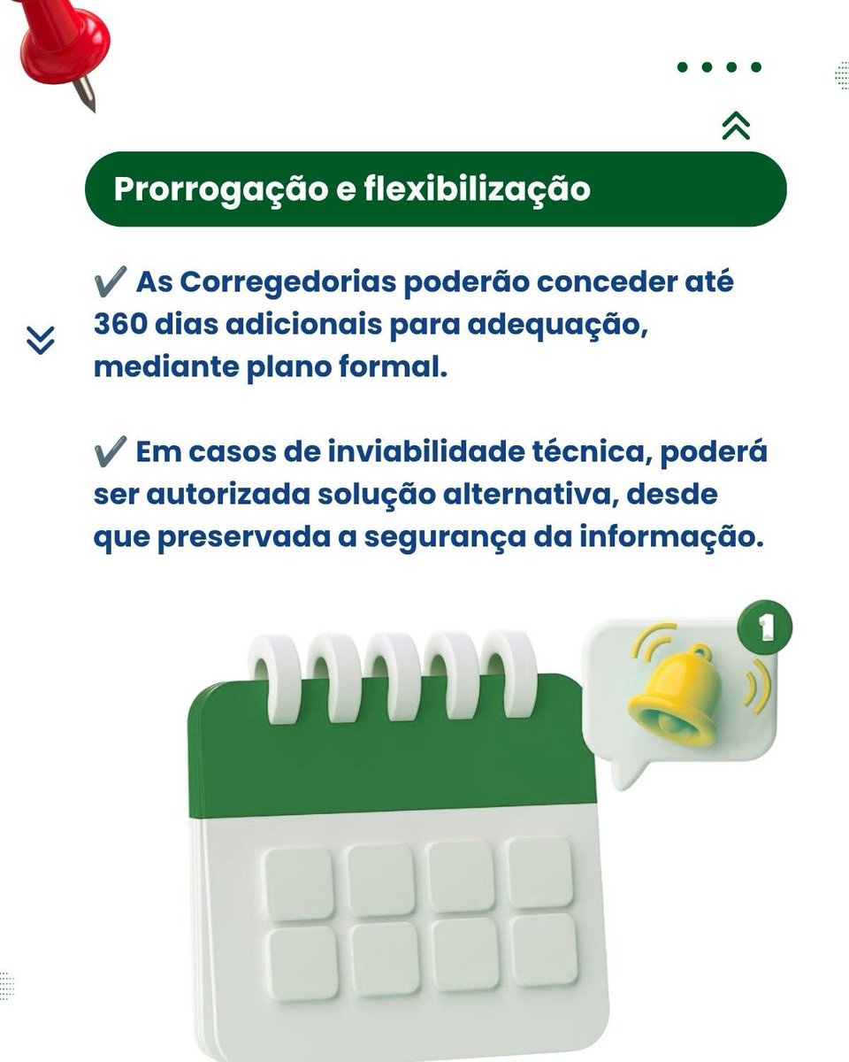 ArpenGoias's tweet photo. ATENÇÃO, REGISTRADORES CIVIS!
A Corregedoria Nacional de Justiça publicou, nesta quarta-feira (23/07), o Provimento nº 243/2026, que altera o Provimento nº 213/2026 e atualiza as regras de Tecnologia da Informação aplicáveis aos serviços extrajudiciais. https://t.co/2H3zAMo64K