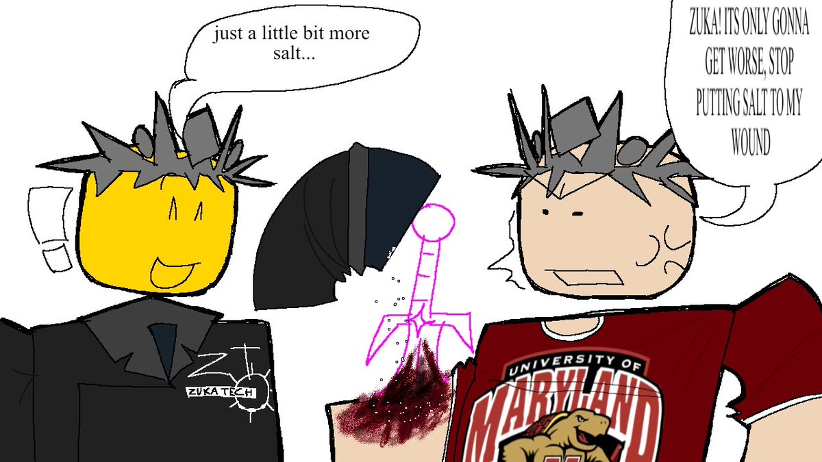 toxinpwned's tweet photo. i feel like zuka would put salt on peoples wounds, especiallyon dignitys wounds #dignity #zuka #robloxart https://t.co/m7OWlIvYE1