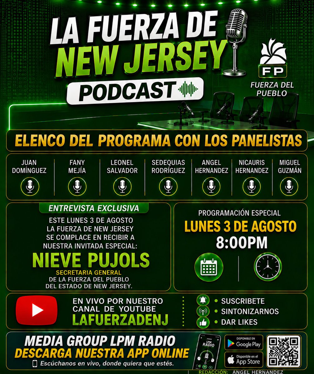 angelhe60's tweet photo. Entrevista exclusiva está noche con @nievepujolscamilo Secretaria General De La Fuerza Del Pueblo con nosotros hoy en su programa La Fuerza De New Jersey https://t.co/YjxrynHqBB