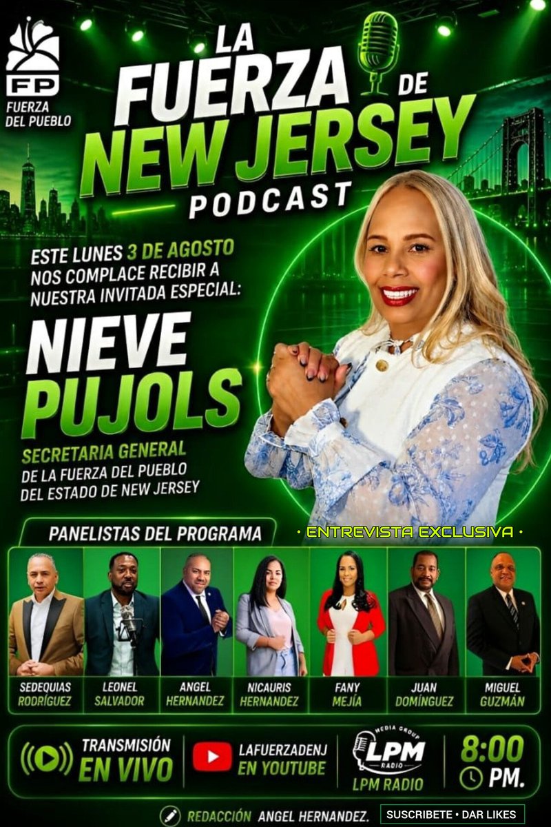 angelhe60's tweet photo. Entrevista exclusiva está noche con @nievepujolscamilo Secretaria General De La Fuerza Del Pueblo con nosotros hoy en su programa La Fuerza De New Jersey https://t.co/YjxrynHqBB