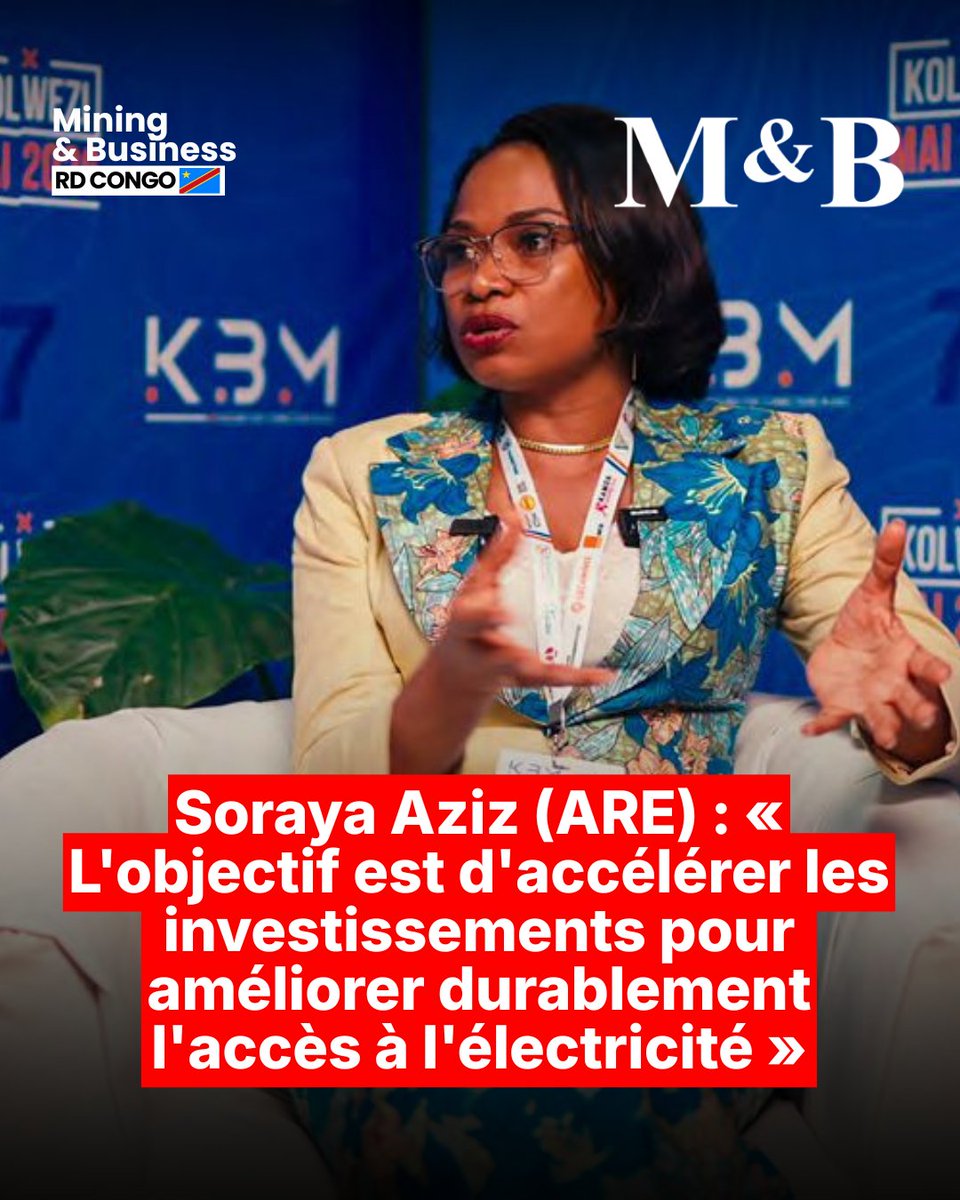 MiningbusinessM's tweet photo. 🚨 La RDC veut accélérer l'accès à l'électricité… mais comment attirer les investissements nécessaires ?

Dans un entretien accordé à Mining & Business, Soraya Aziz, Directrice Générale de l'Autorité de Régulation du secteur de l'Électricité (ARE), présente les grandes réformes engagées pour moderniser le secteur. 

Objectif : porter le taux d'accès à l'électricité à 62 % d'ici 2030, simplifier les procédures, attirer davantage d'investisseurs et soutenir la croissance économique du pays.  

👉 Découvrez notre entretien : https://t.co/DR2PnplqPx

#MiningAndBusiness #RDC #Electricité #ARE #SorayaAziz #Energie #PowerSector #Investissement #Infrastructure #TransitionÉnergétique #Développement #AfricaEnergy