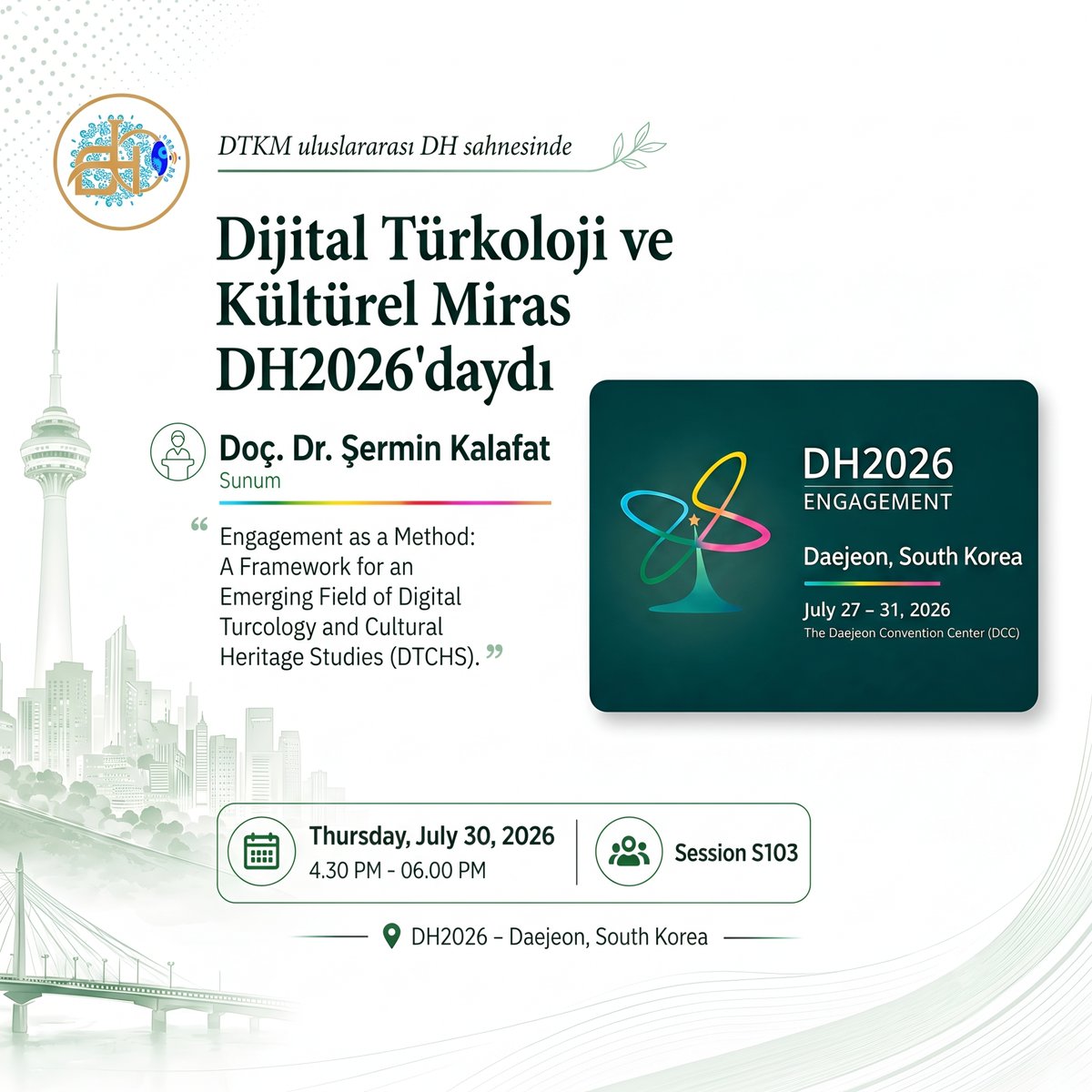 thedtch's tweet photo. DTKM, DH2026’da! Doç. Dr. Şermin Kalafat, “Engagement as a Method” başlıklı bildirisiyle Dijital Türkoloji ve Kültürel Miras Araştırmalarını uluslararası DH topluluğuna taşıdı. Ayrıntılı haber web sitemizde.

#DTKM #DH2026 #DijitalTürkoloji https://t.co/Yt82ACRLUn