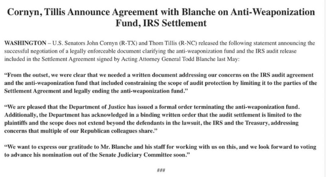 IntlDeskHQ's tweet photo. BREAKING 🇺🇸 : GOP senators say they will back Blanche's nomination for attorney general, ending impasse over fund for Trump allies - AP https://t.co/u7hAGPeFQM