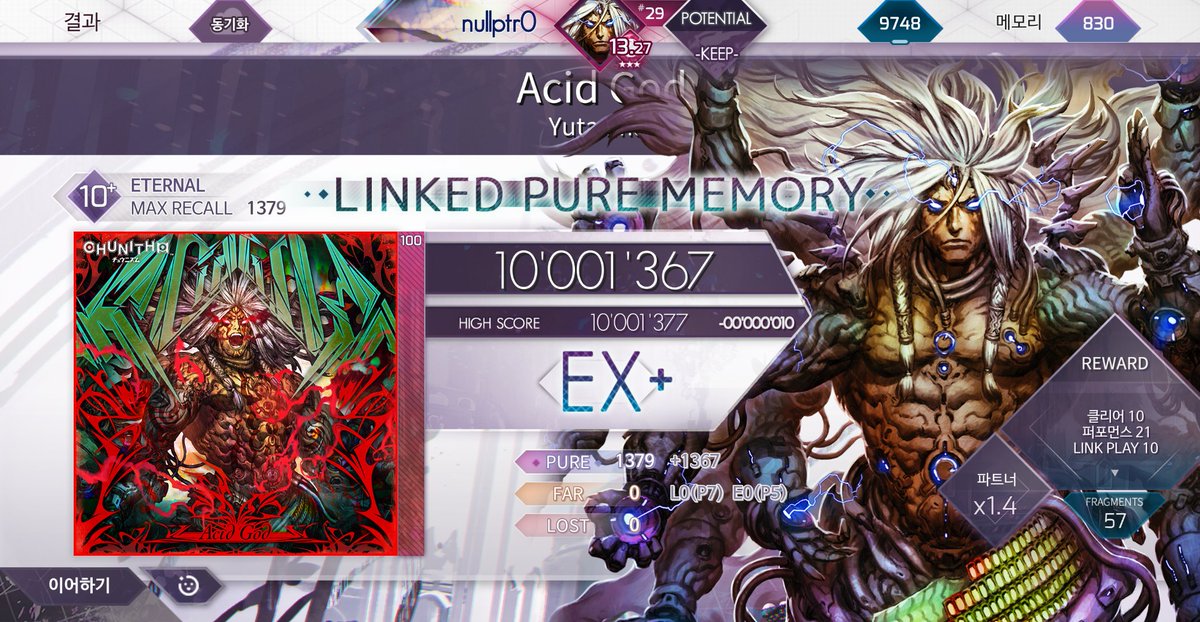 nullptr0_rhythm's tweet photo. #arcaea #arcaea_link
Acid God [ETR]
Linked Pure Memory
w/ @abiso_arcaea @_usaan https://t.co/UAKVwMCkNI